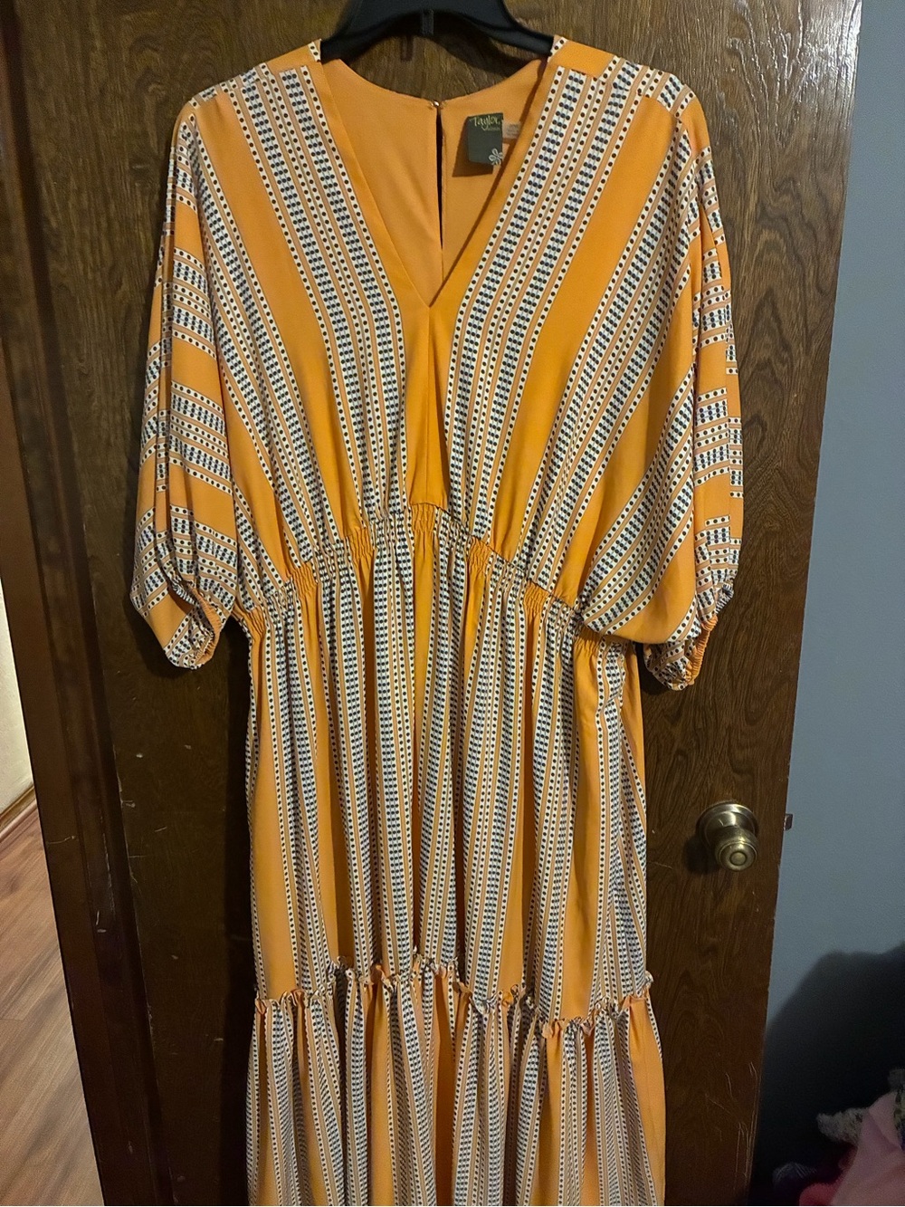Taylor Orange Polka Dot Trim Blouse